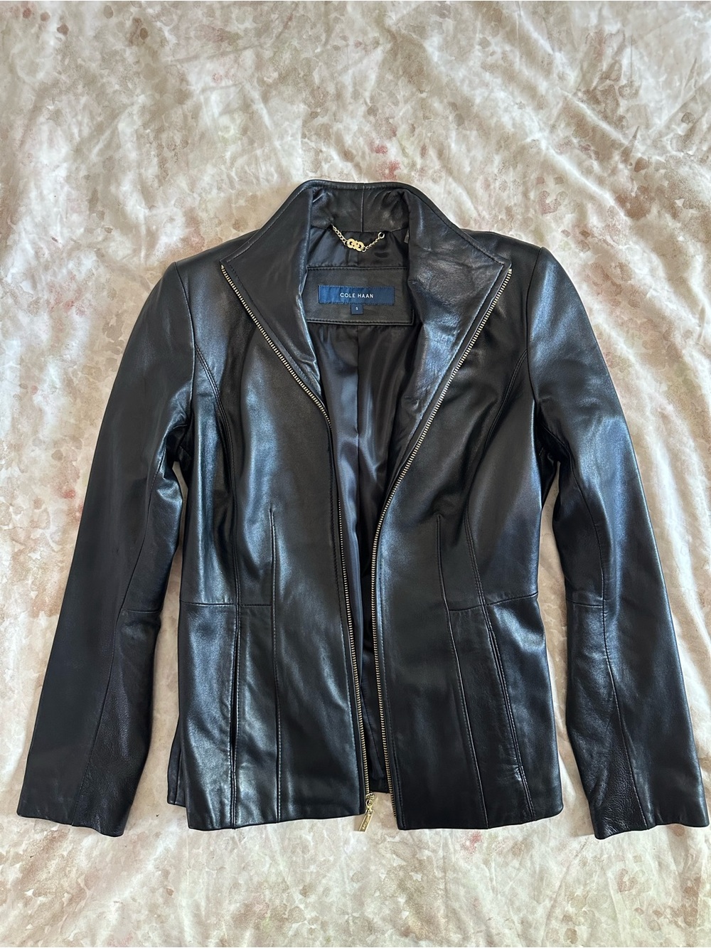 Black Genuine Leather Zip-Front Women's Jacket